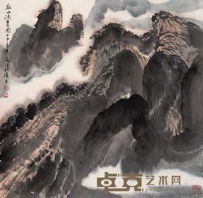 陆一飞 甲申（2004年）作 乱山滴翠图 立轴 67×38cm